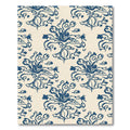 Navy Blue Floral Scrollwork Wallpaper Rug