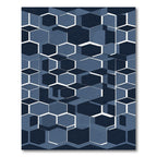 Deep Navy Blue Geometric Hexagon Mosaic Rug