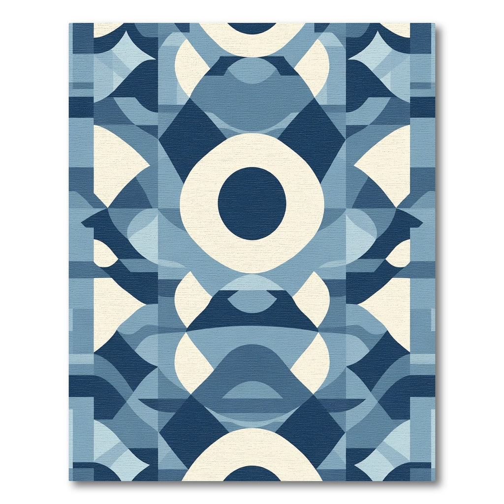 Mid Century Modern Geometric Blue Ochre Rug