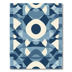 Mid Century Modern Geometric Blue Ochre Rug