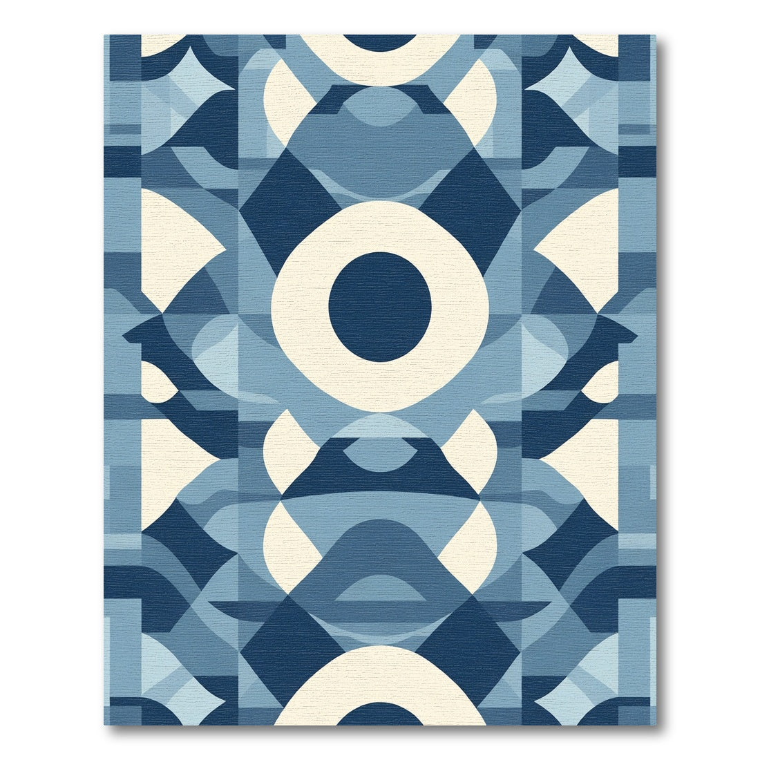 Mid Century Modern Geometric Blue Ochre Rug