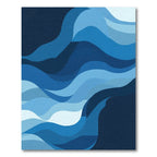 Deep Blue Layered Wave Abstract Rug