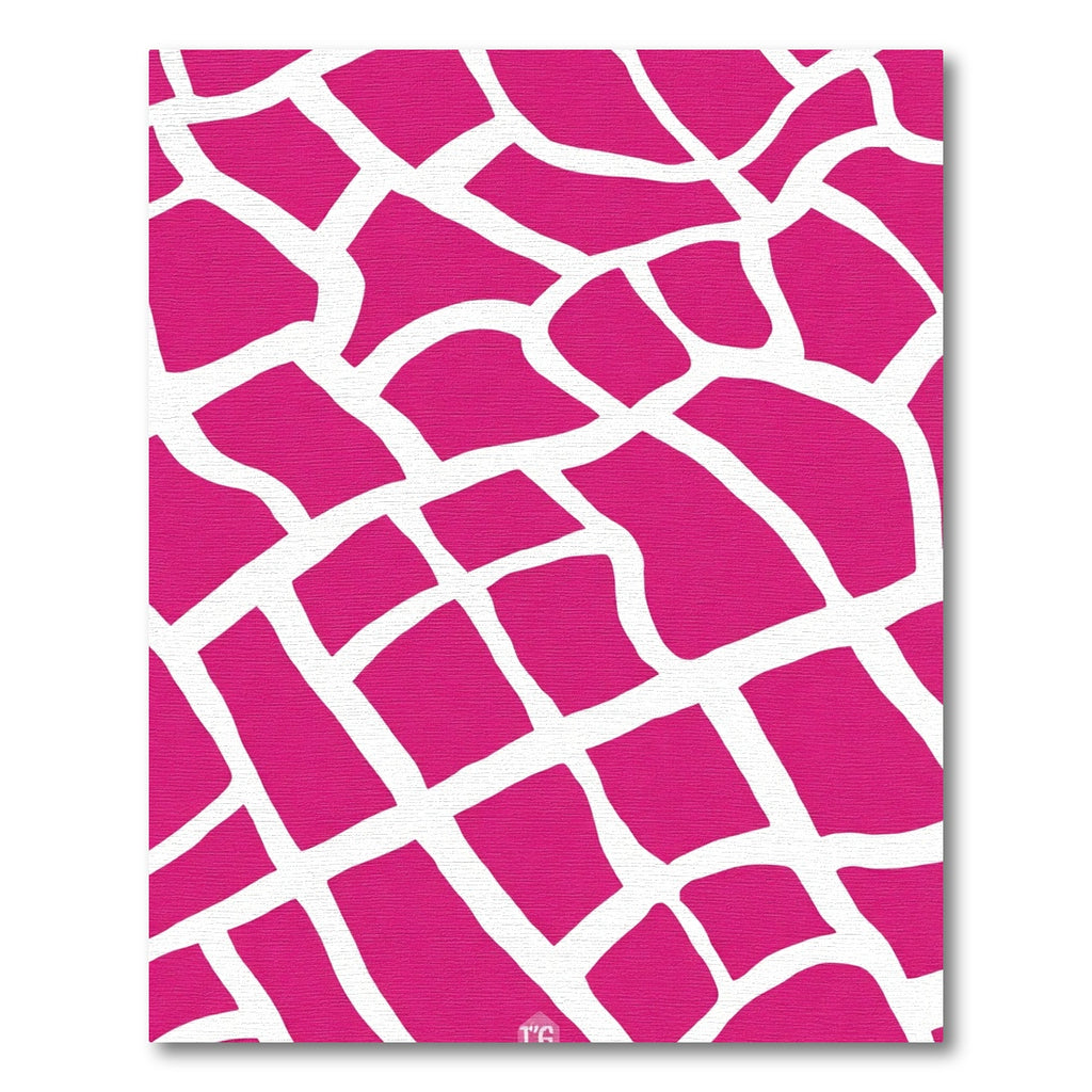 Vibrant Pink White Organic Grid Rug