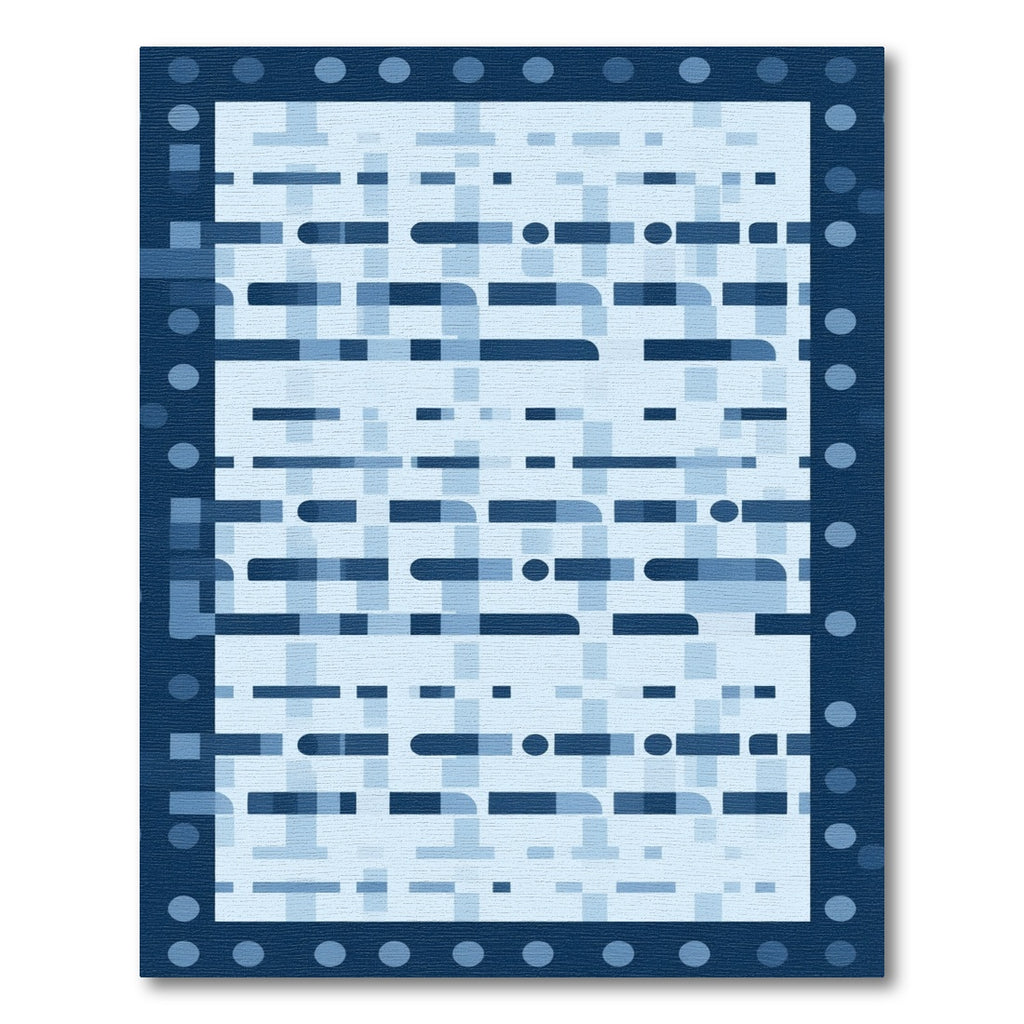 Deep Blue Abstract Pixelated Stripe Rug