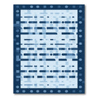 Deep Blue Abstract Pixelated Stripe Rug