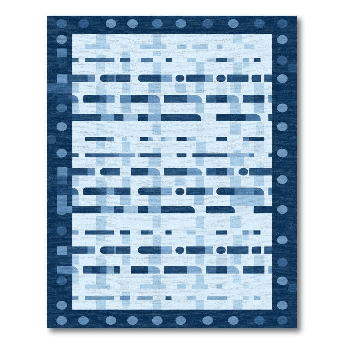 Deep Blue Abstract Pixelated Stripe Rug