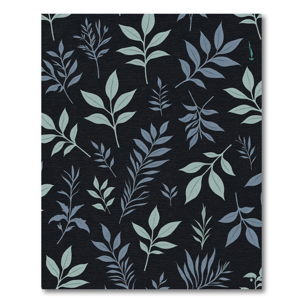 Dark Botanical Leaf Arrangement Rug