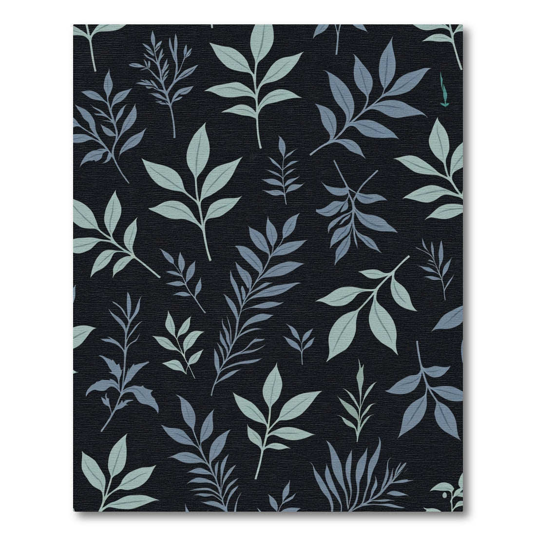Dark Botanical Leaf Arrangement Rug