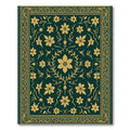Deep Teal Gold Floral Scrollwork Rug
