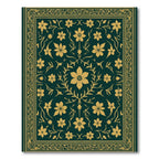 Deep Teal Gold Floral Scrollwork Rug