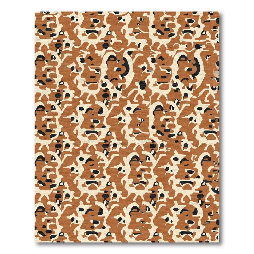 Terra Cotta Black Abstract Leo Face Rug