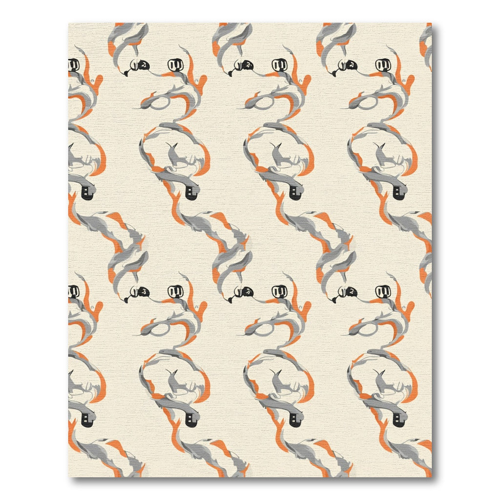 Warm Orange Gray Swirls Organic Forms Rug