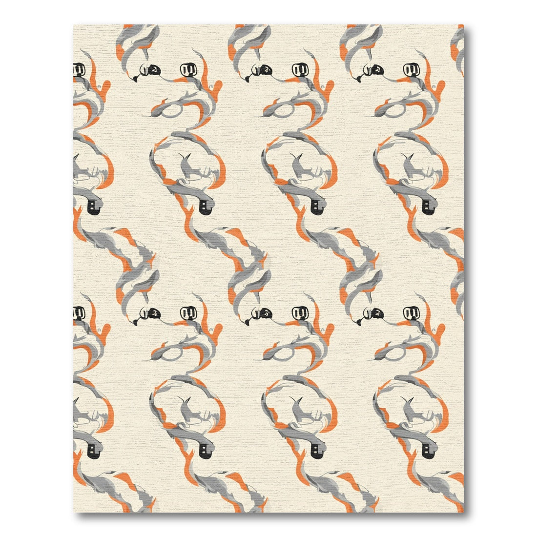 Warm Orange Gray Swirls Organic Forms Rug
