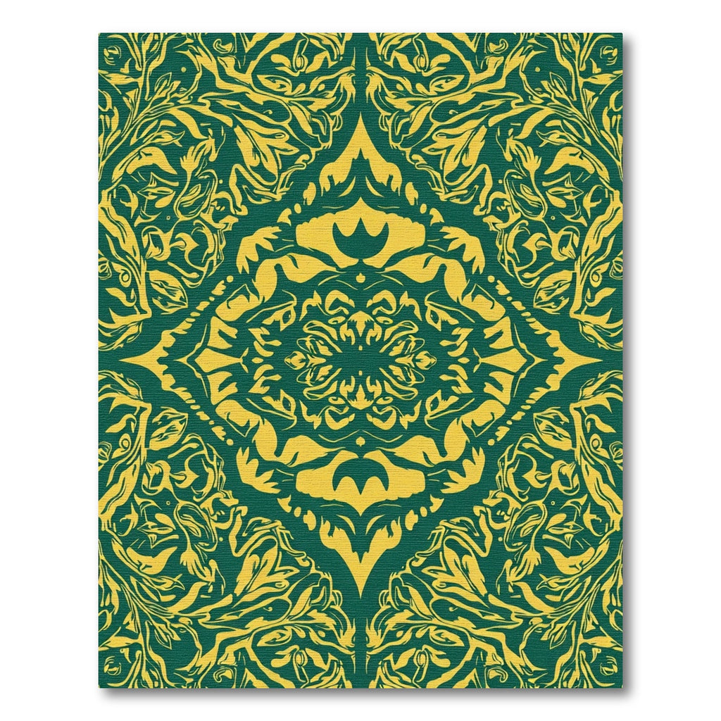 Emerald Gold Vintage Floral Medallion Rug