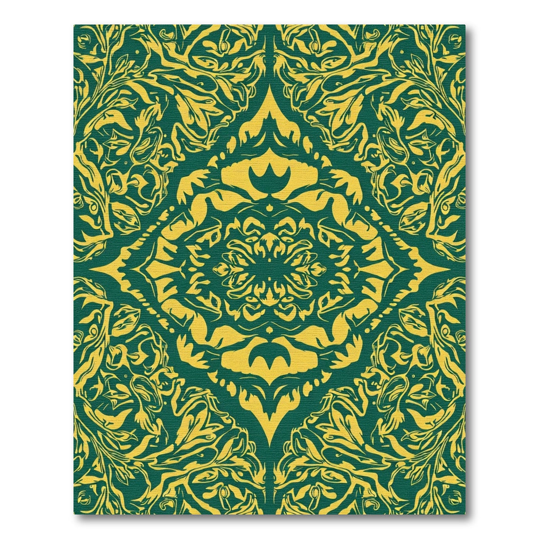Emerald Gold Vintage Floral Medallion Rug