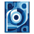 Modern Deep Blue Concentric Circles Rug