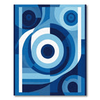 Modern Deep Blue Concentric Circles Rug