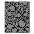 Black Petal Swirl Floral Rug