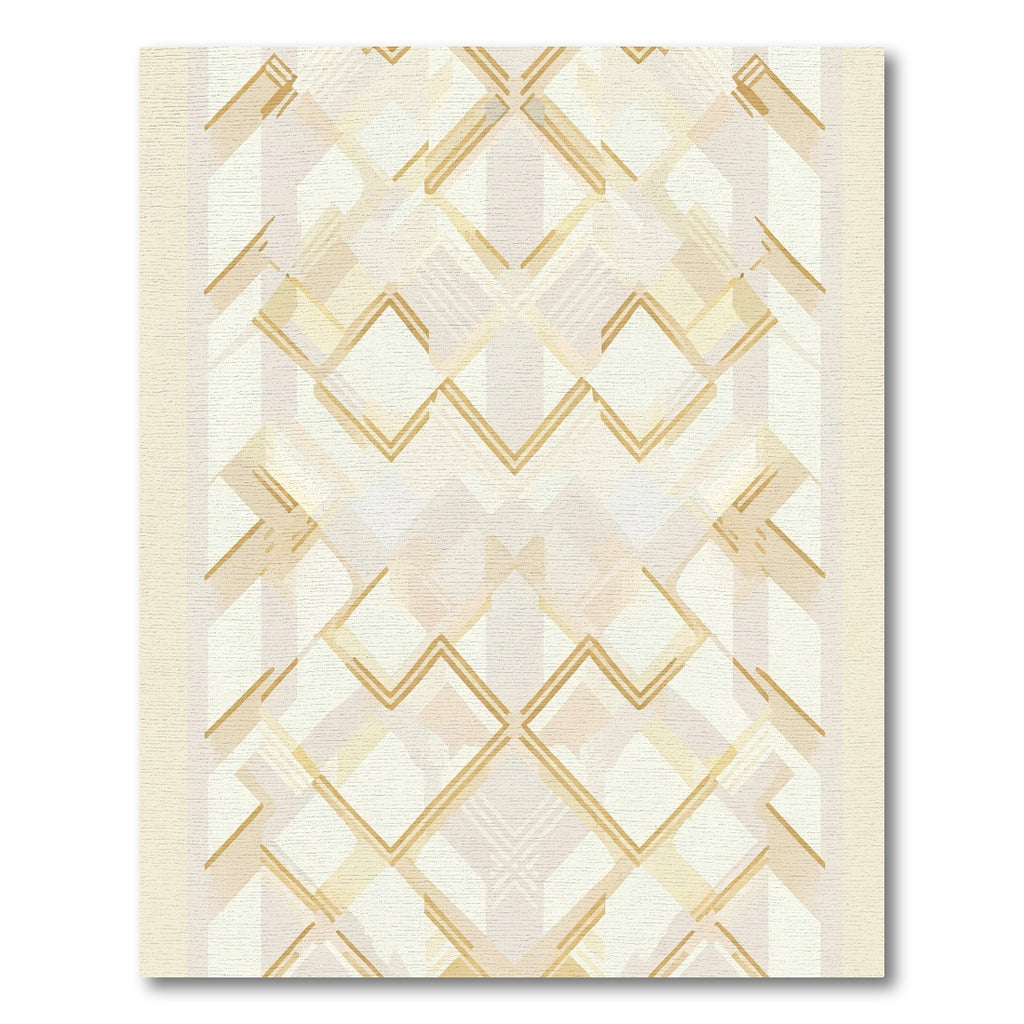 Elegant Gold Geometric Diamond Overlay Rug