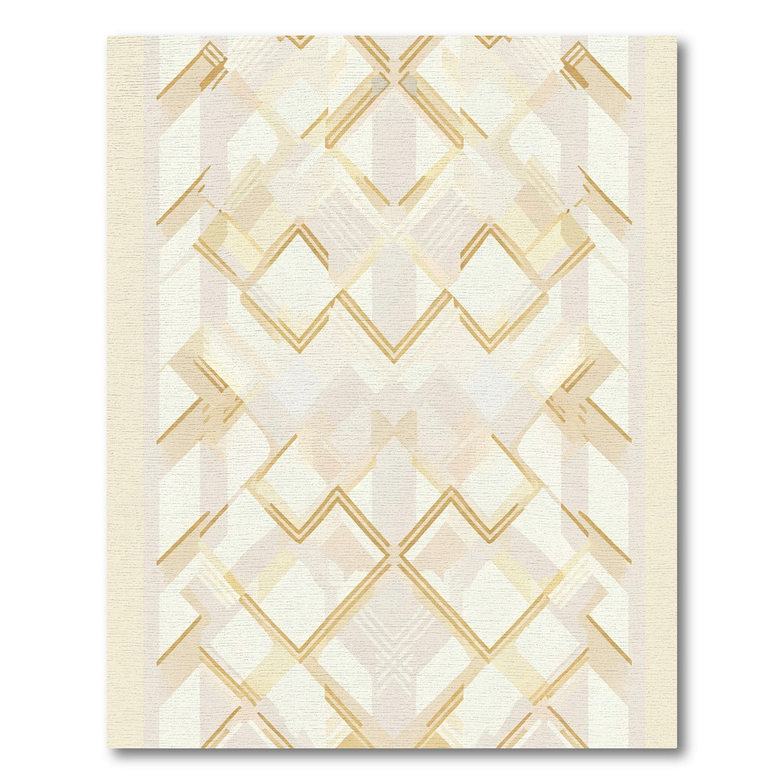Elegant Gold Geometric Diamond Overlay Rug
