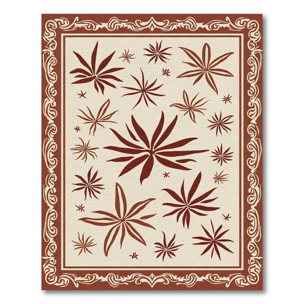 Brown Starburst Contemporary Border Rug