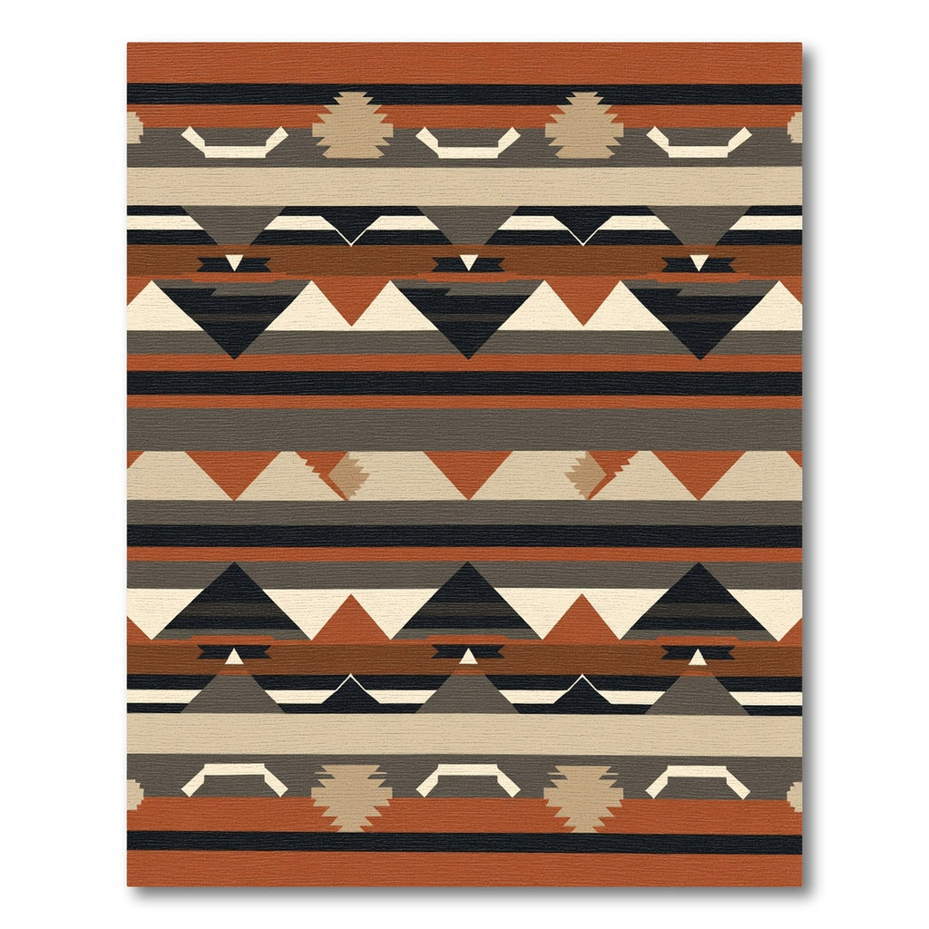 Earthy Geometric Stripes Navajo Rug