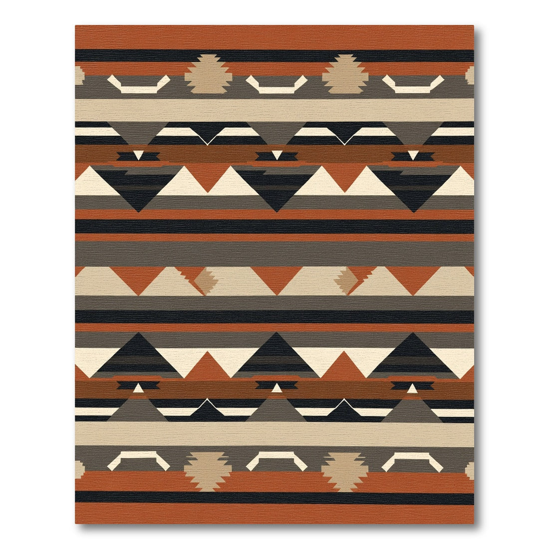 Earthy Geometric Stripes Navajo Rug