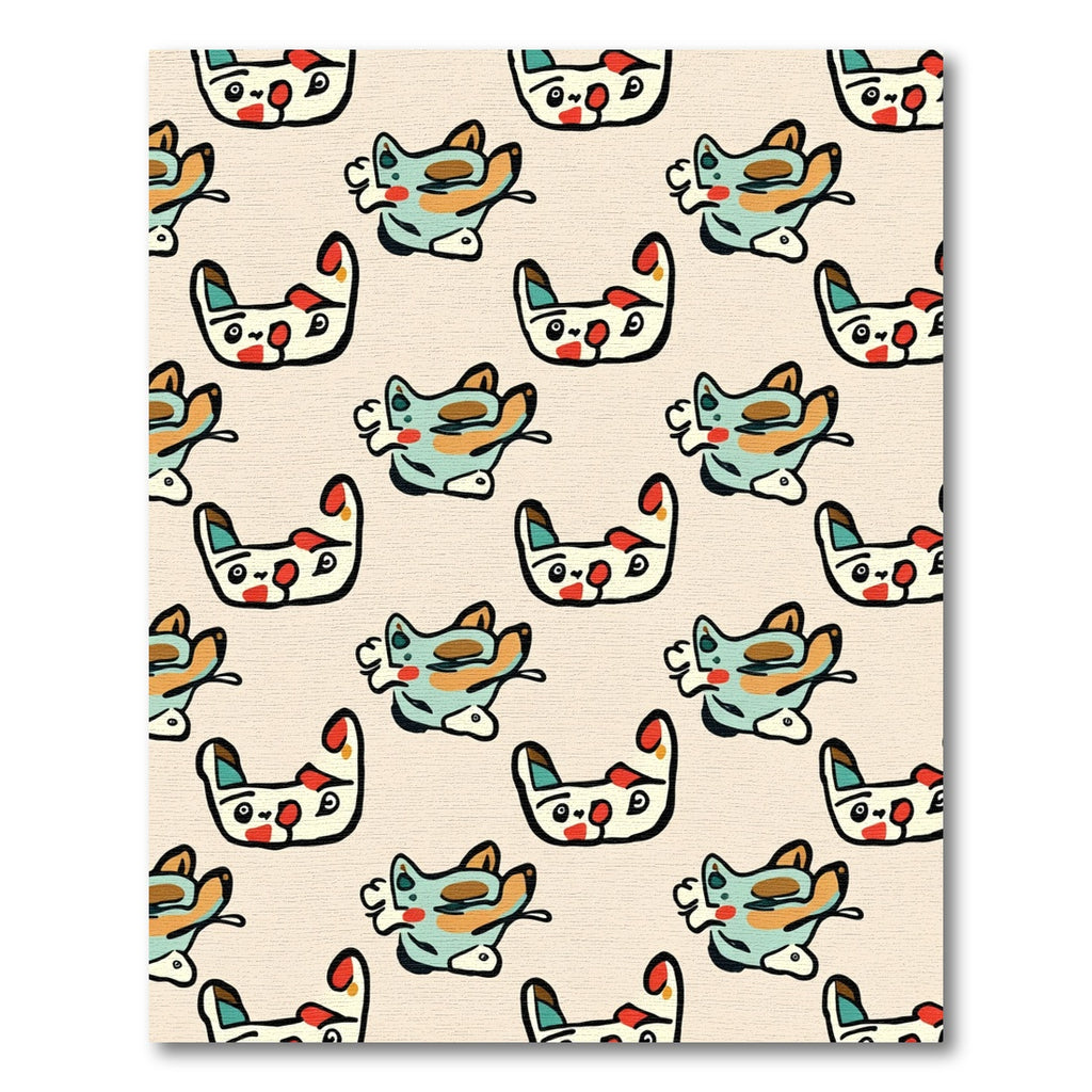 Whimsical playful cat cartoon collage Rug