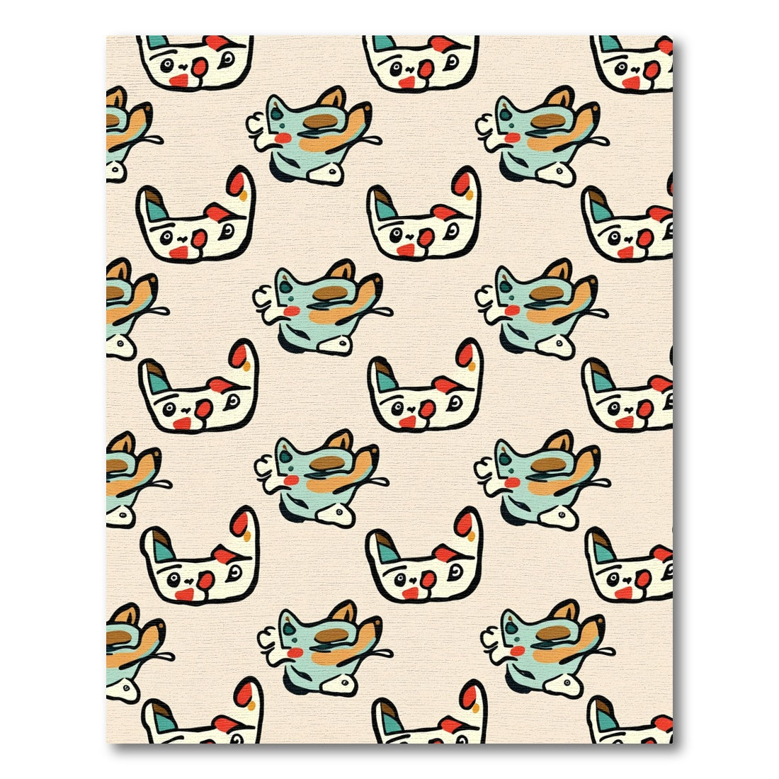Whimsical playful cat cartoon collage Rug