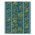 Teal Golden Leaf Botanical Stripes Rug