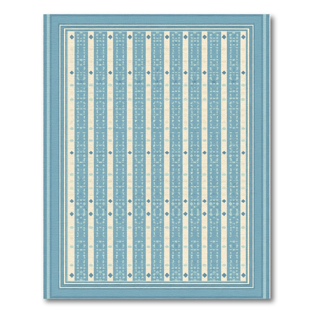 Light Blue Cream Vertical Stripe Diamond Rug