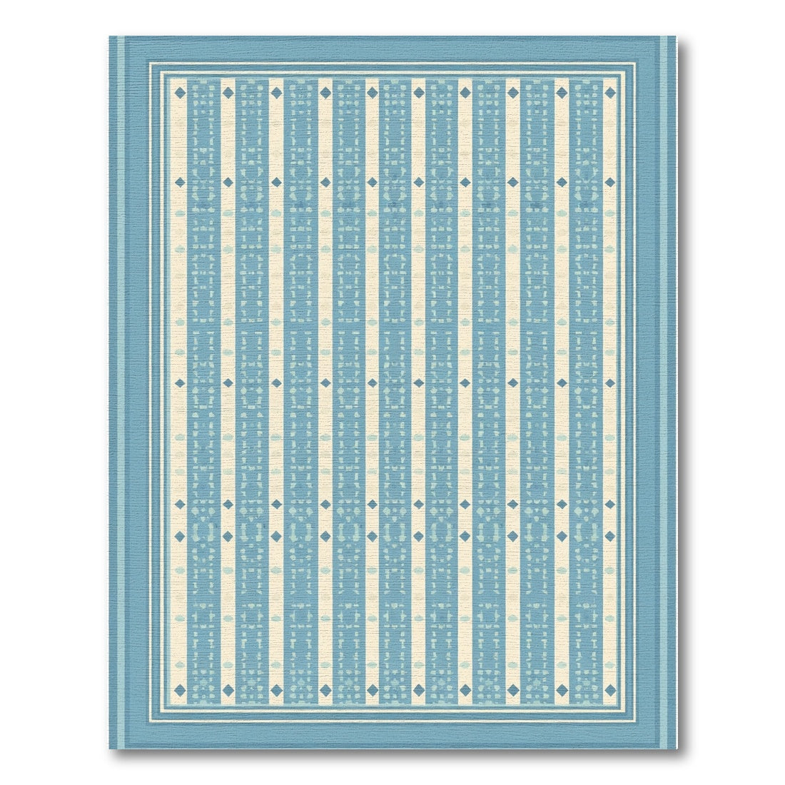 Light Blue Cream Vertical Stripe Diamond Rug