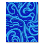 Deep Blue Flowing Swirls Rug