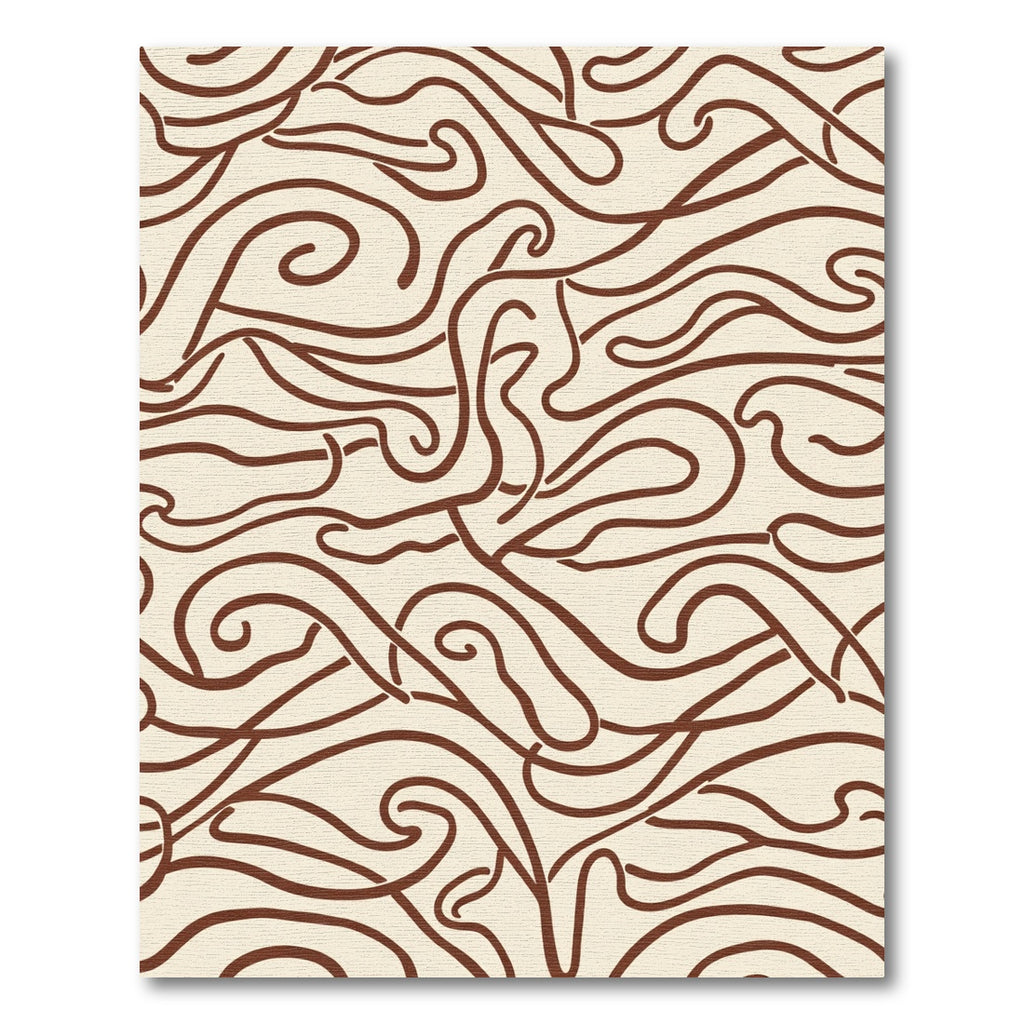 Cream Brown Swirl Flow Organic Rug