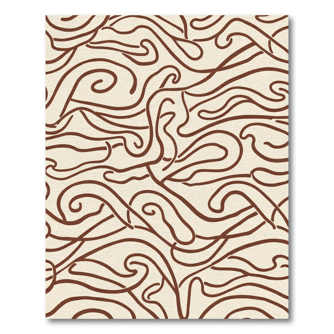 Cream Brown Swirl Flow Organic Rug
