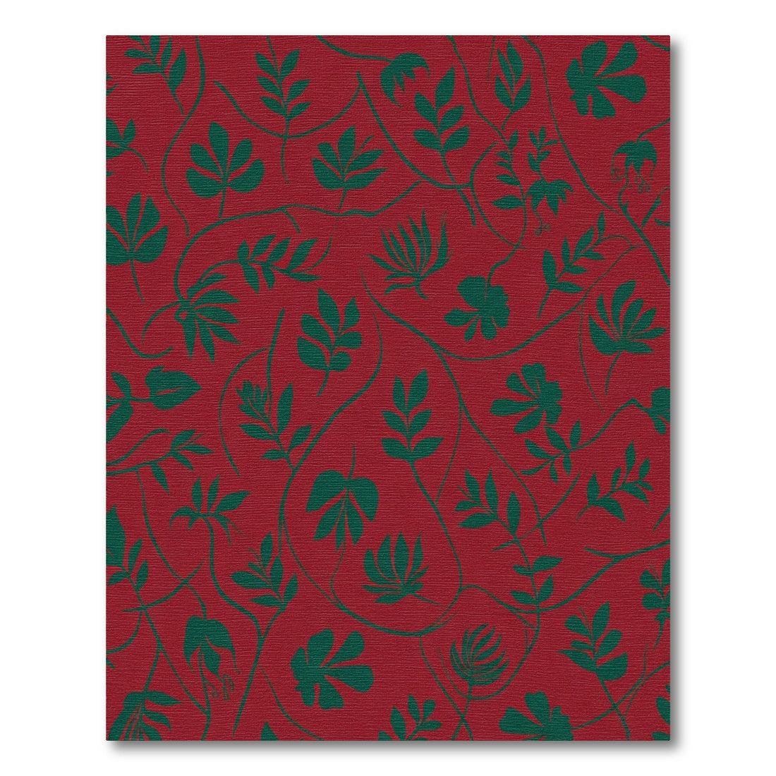 Deep Red Forest Foliage Garland Rug