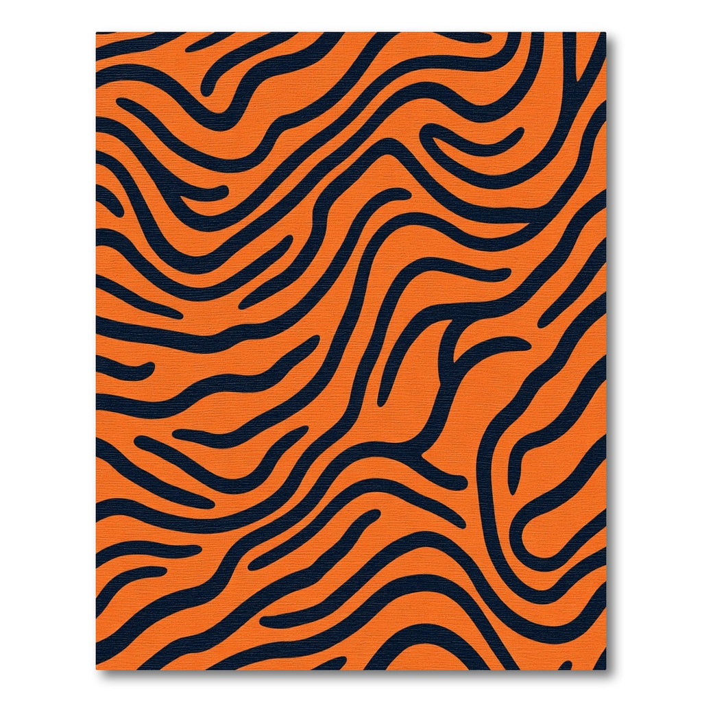 Orange Navy Swirling Tiger Stripes Rug