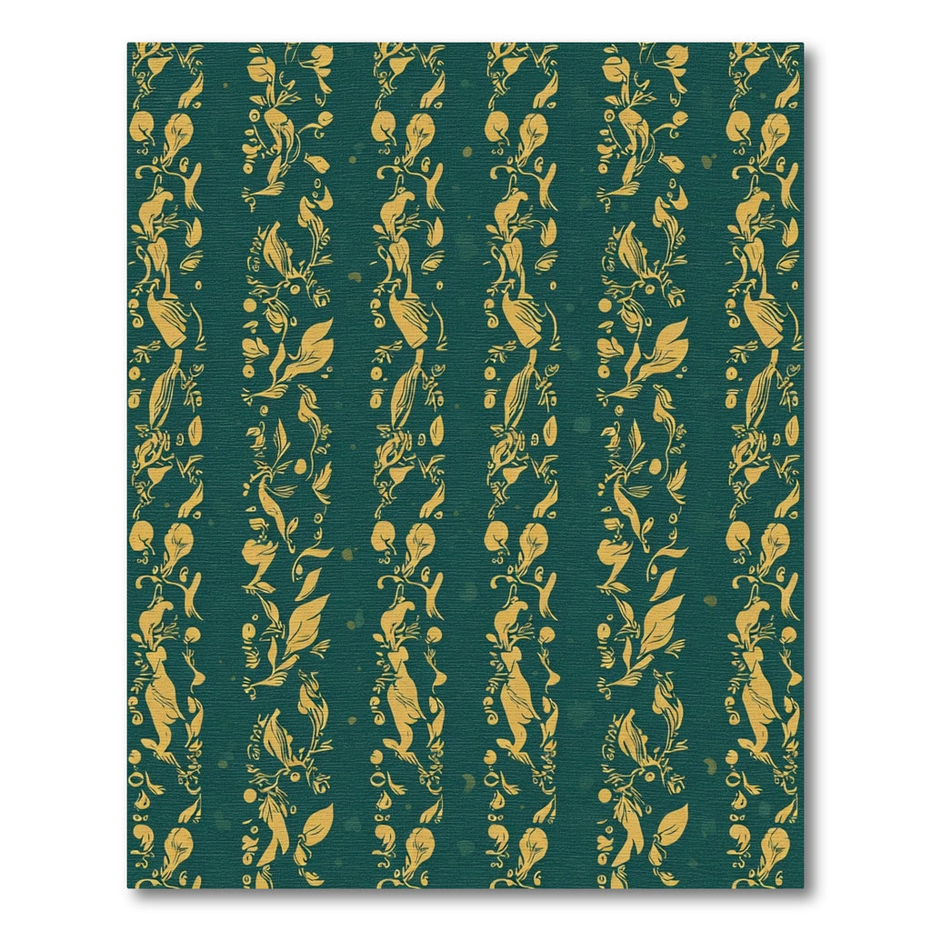 Gold Floral Garlands on Teal background Rug