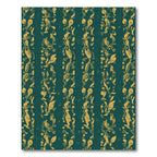 Gold Floral Garlands on Teal background Rug