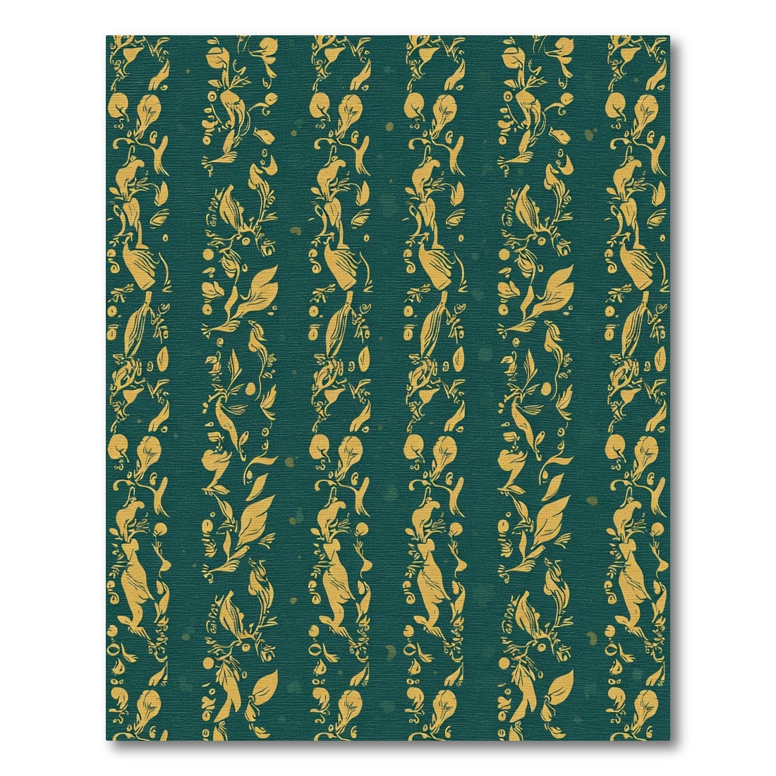 Gold Floral Garlands on Teal background Rug