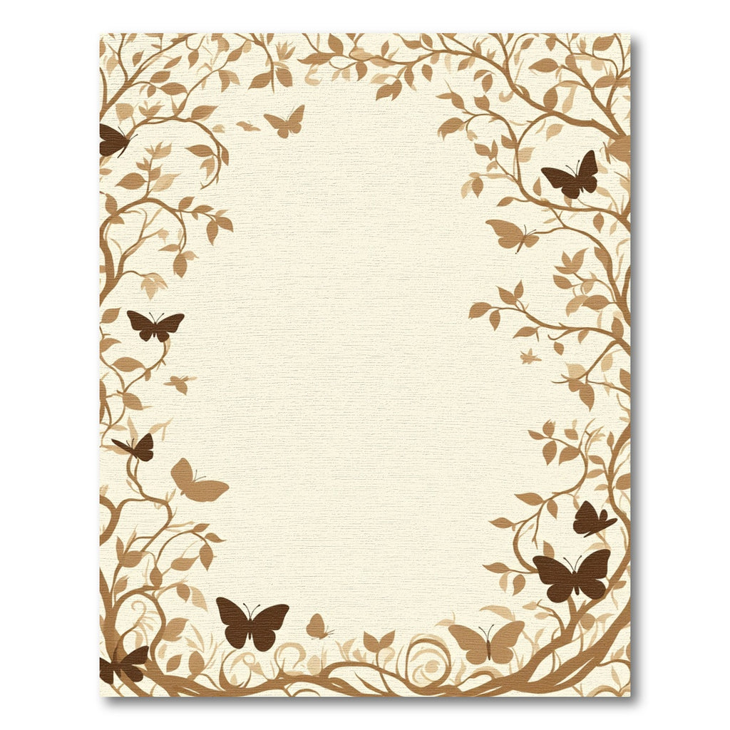 Brown Butterfly and Leaf Border Rug