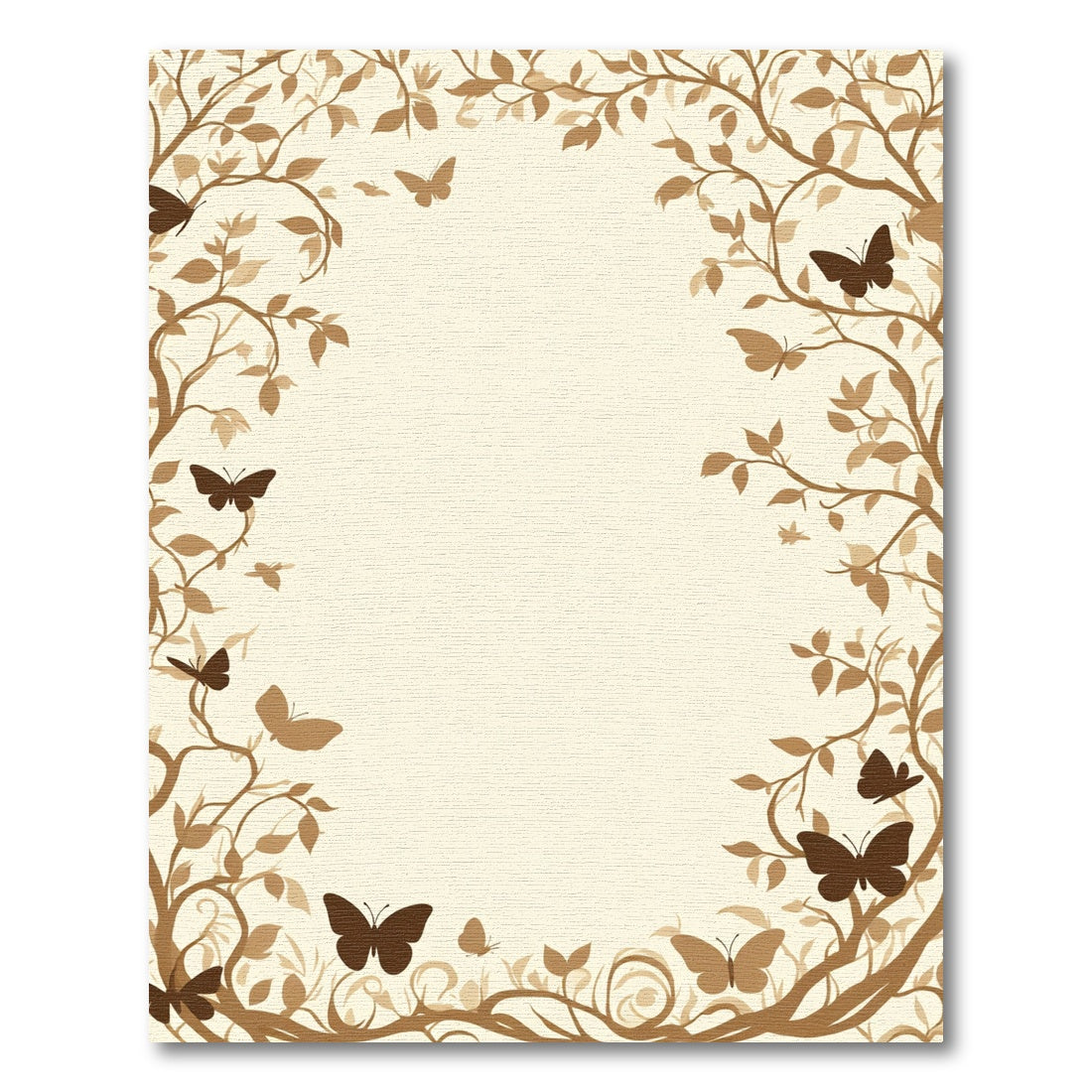 Brown Butterfly and Leaf Border Rug