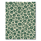 Dark Green Floral Garden Cream Rug