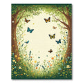 Whimsical Orange Butterfly Garden Scene Rug