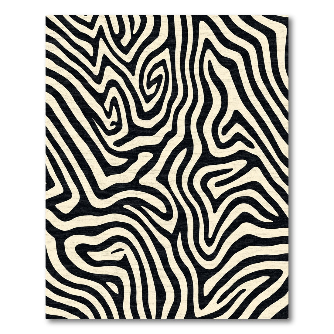 Cream Black Zebra Stripe Flow Rug