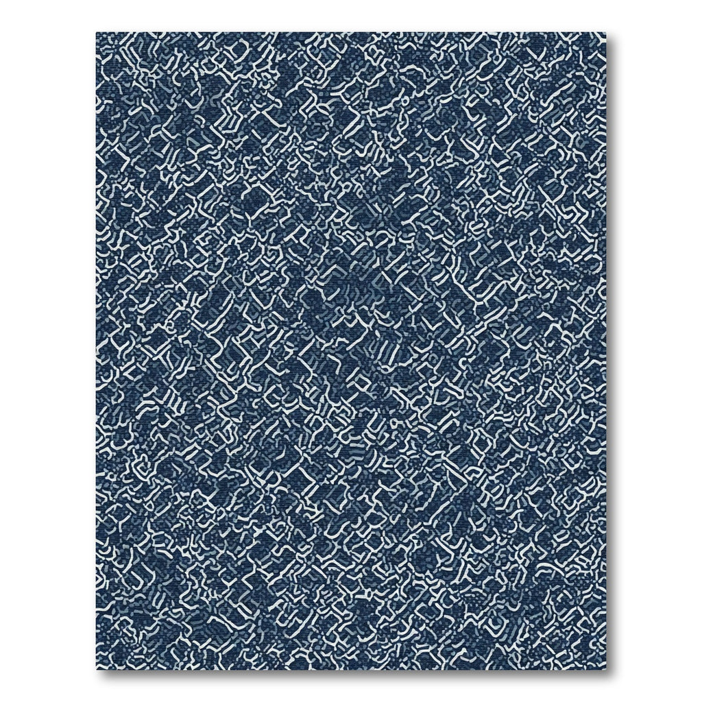 Deep Blue White Intersecting Lines Rug