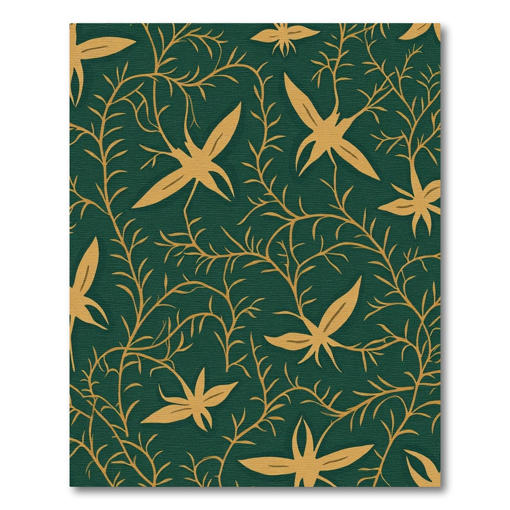 Deep Teal Golden Vine Botanical Rug