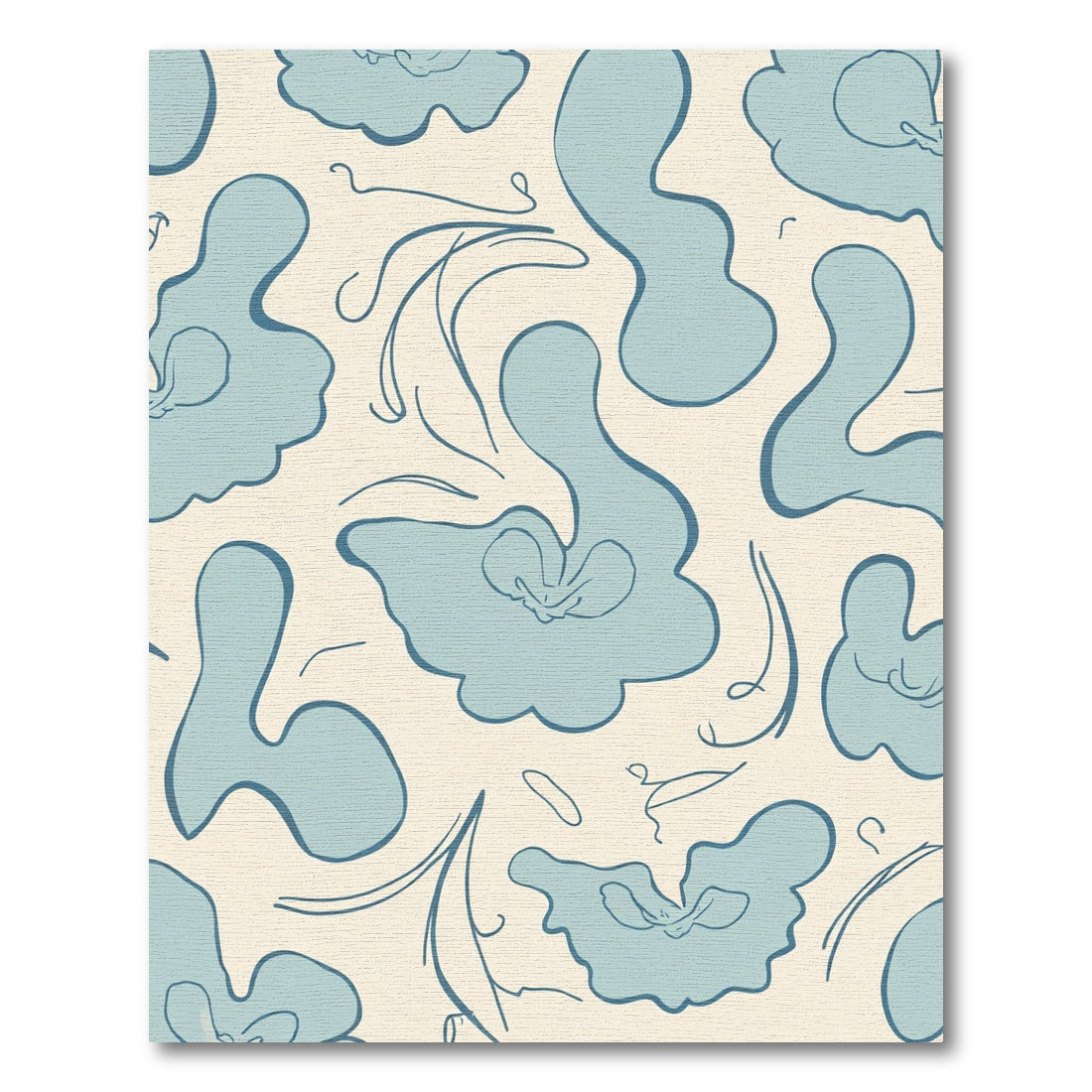 Soft Blue Organic Floral Swirl Rug