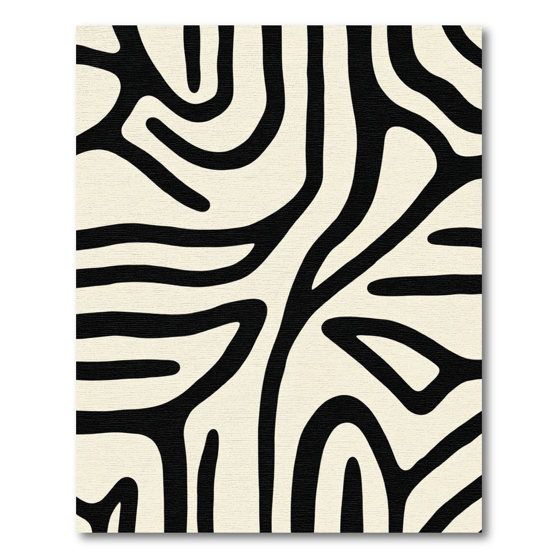Abstract Black Organic Striped Rug