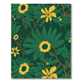 Emerald Green Yellow Floral Vines Rug